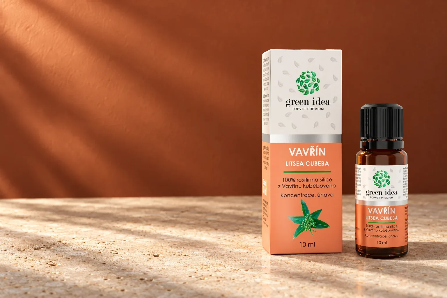 Silica Vavrín Litsea cubeba Green idea v pôvodnej fľaštičke a škatuľke
