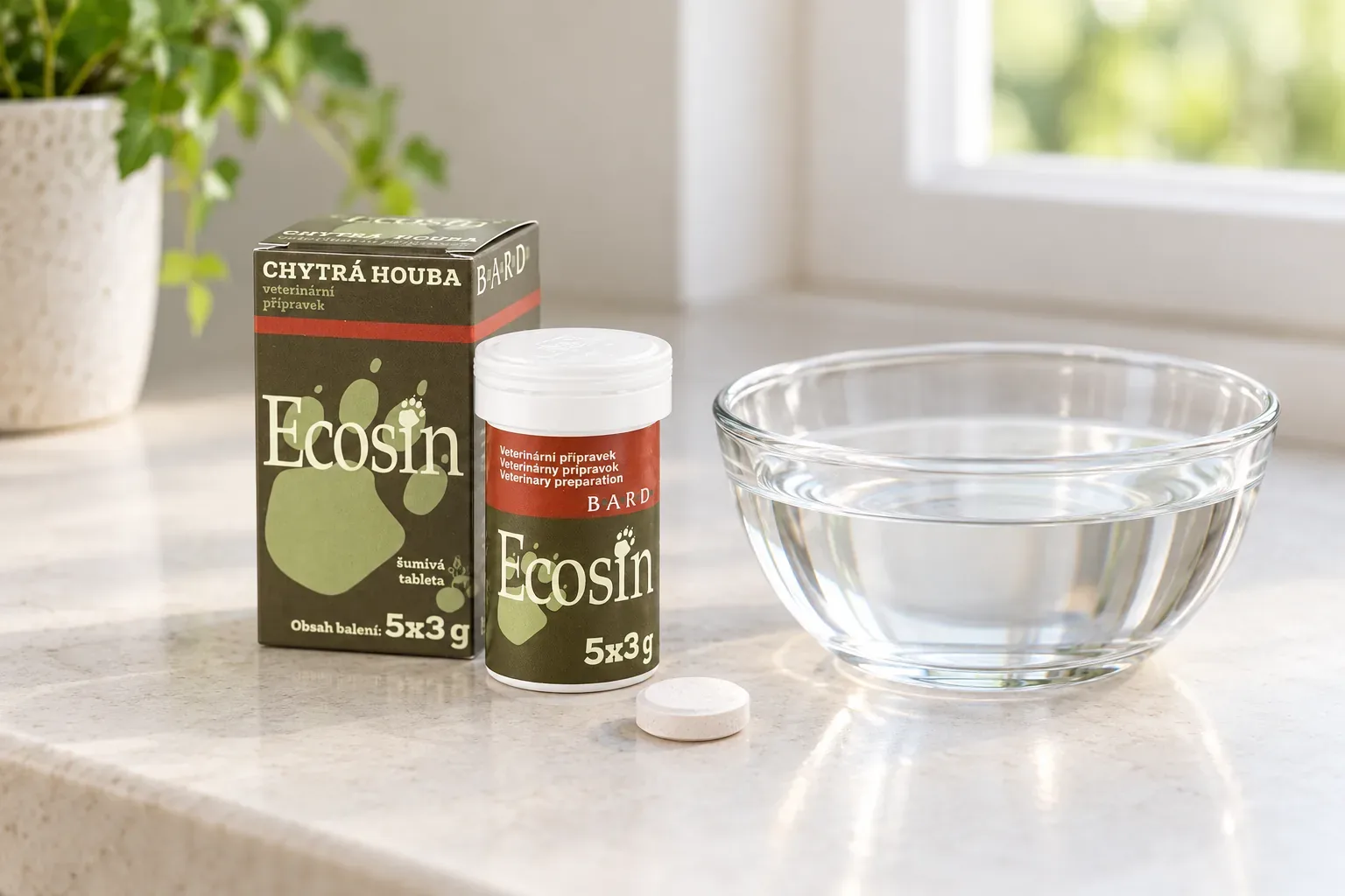 Ecosin 5×3 g a príprava veterinárneho roztoku
