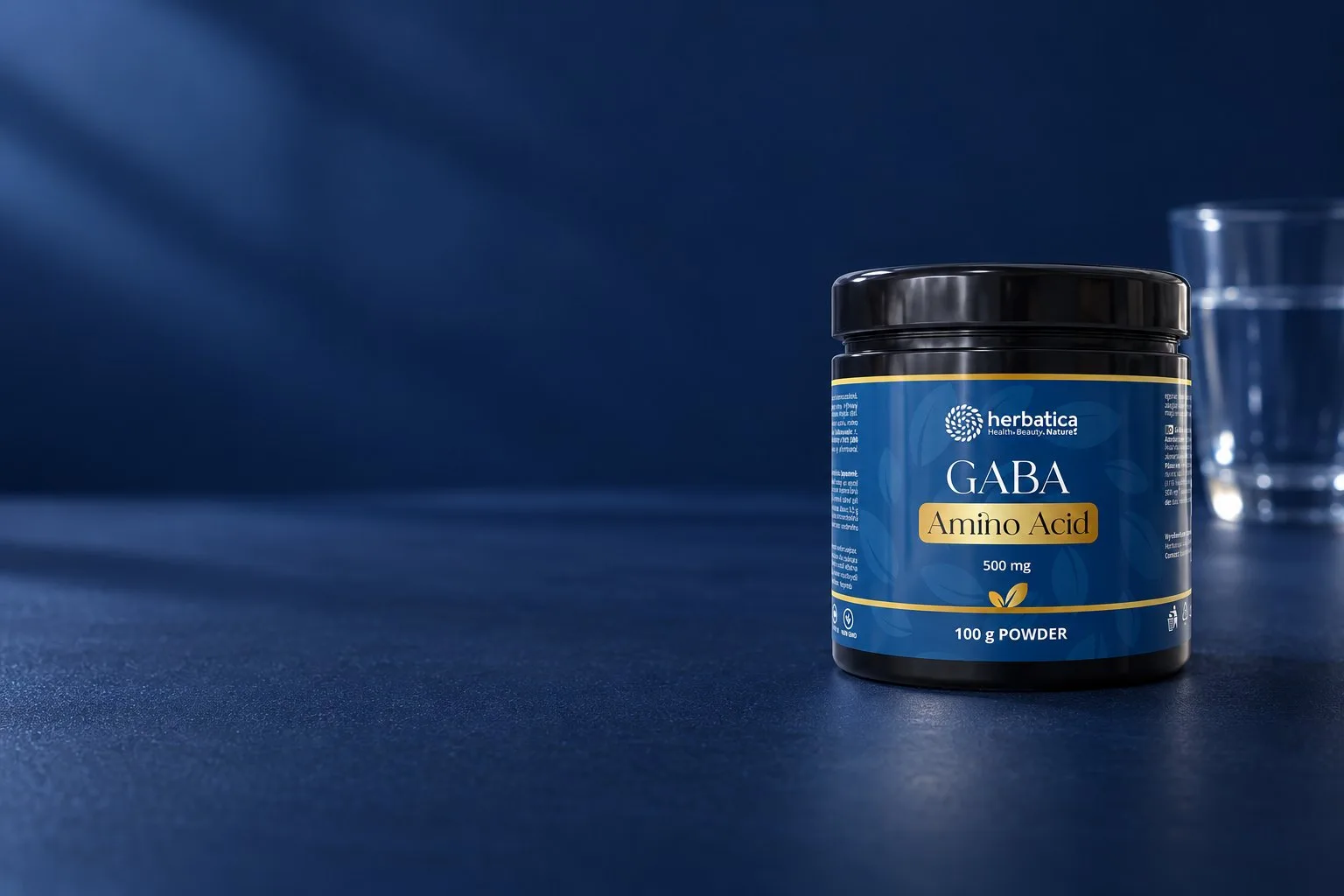 Pôvodná čierna dóza GABA Herbatica s modrozlatou etiketou 500 mg a 100 g POWDER