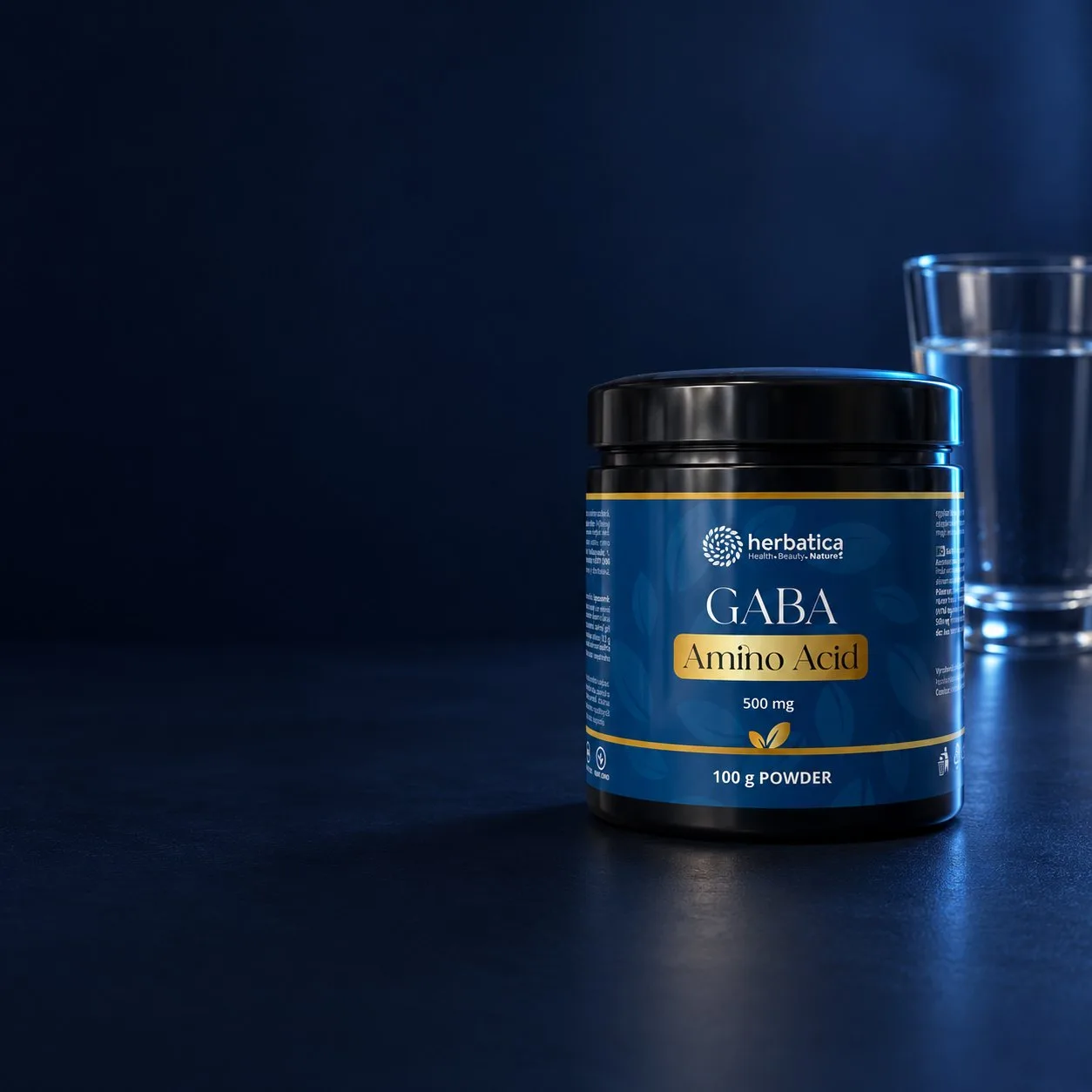 GABA Herbatica v pôvodnej 100 g dóze pri pohári vody