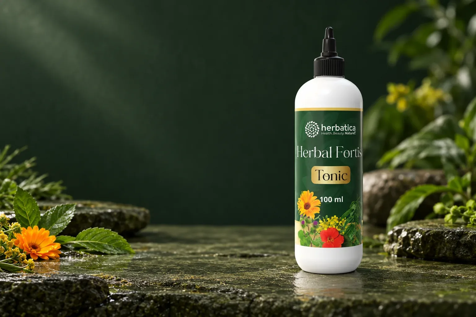Herbal Fortis Tonic – balenie Herbatica v súvislej zelenej scéne