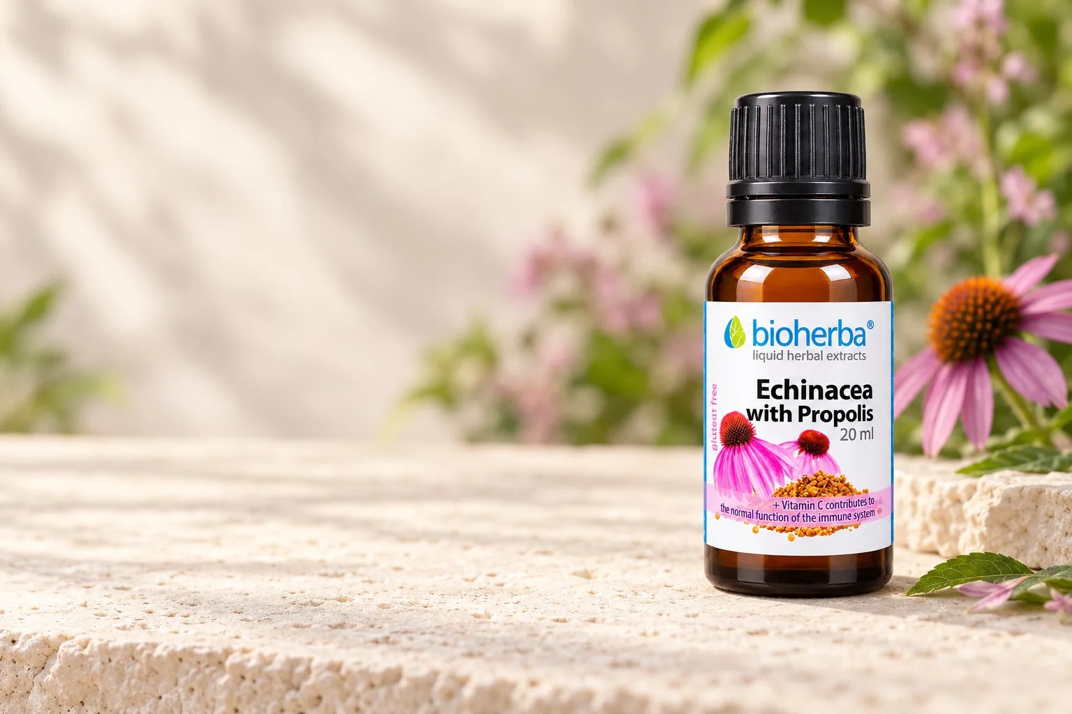 Echinacea s propolisom Bioherba pri kvete echinacey