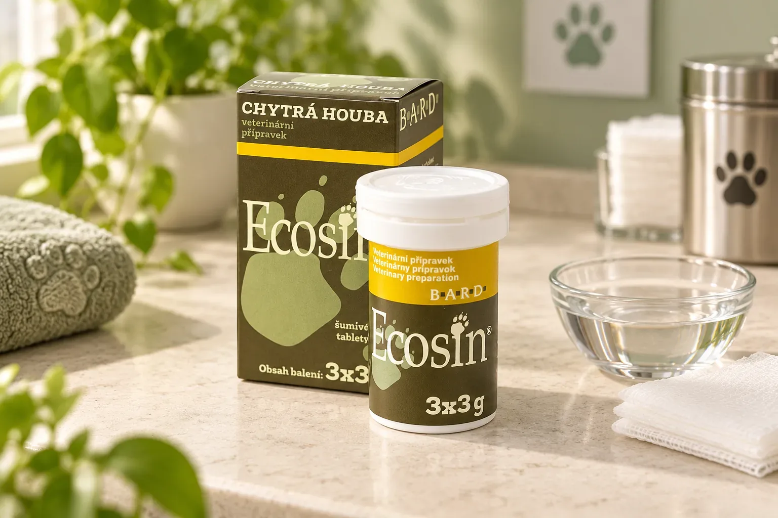 Ecosin 3 × 3 g pri pomôckach na prípravu roztoku
