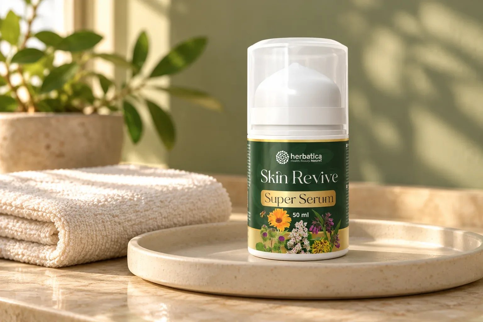 Skin Revive Super Serum 50 ml na podnose pri uteráku ako súčasť pleťovej rutiny