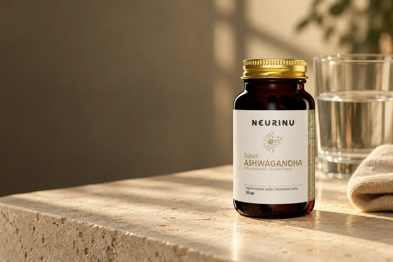 NEURINU Super ASHWAGANDHA v pôvodnom balení na sprievodnej fotografii