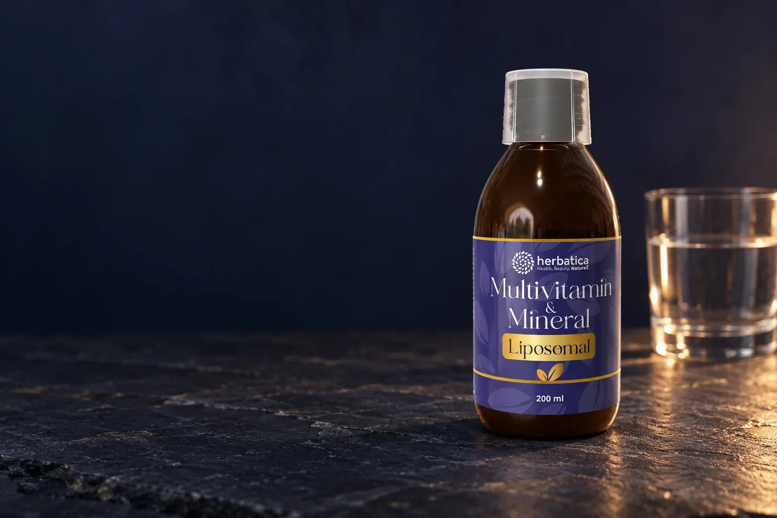 Lipozomálny Multivitamín &amp; Minerál – celé balenie Herbatica v súvislej scéne