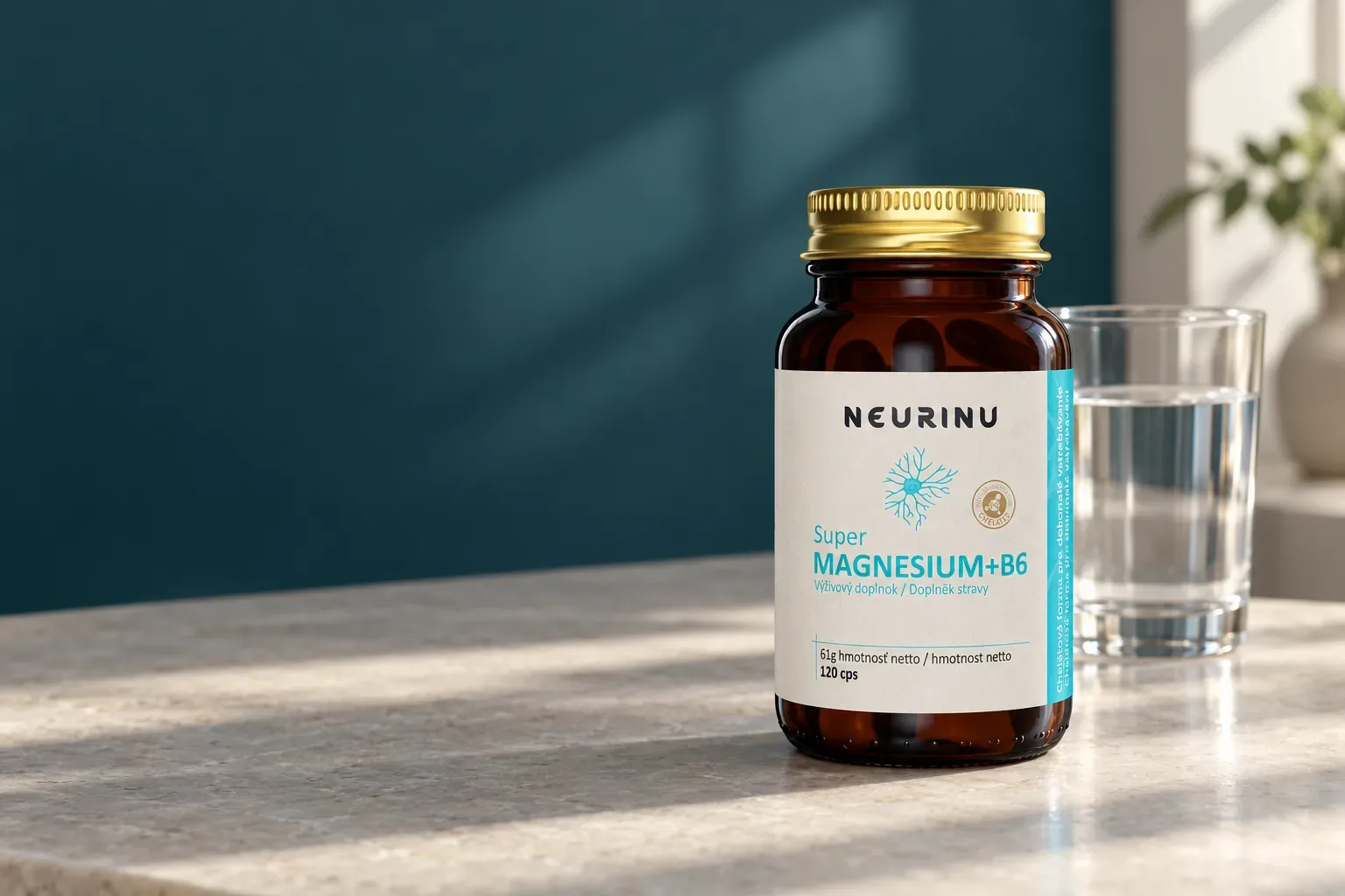 NEURINU Super MAGNESIUM+B6 v pôvodnom balení na sprievodnej fotografii